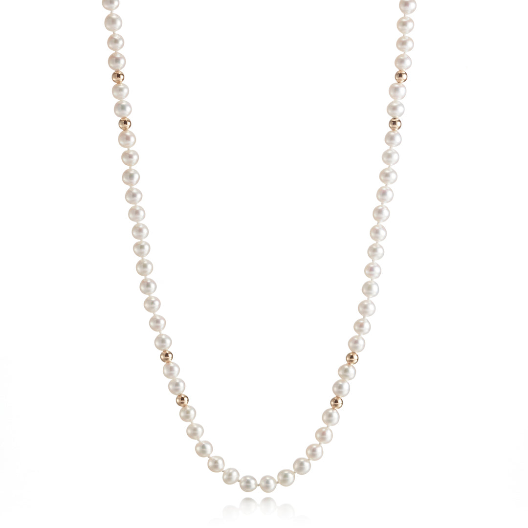 14KT White Gold 0.06ctw Diamond And Cultured Pearl Necklace
